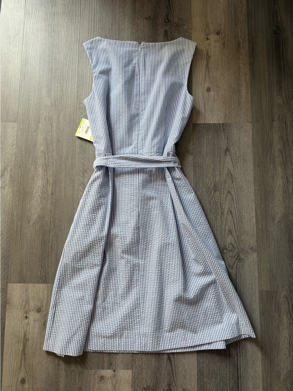 Anne Klein Light Blue Sleeveless Striped Tie-Waist Midi Dress - Picture 5 of 5